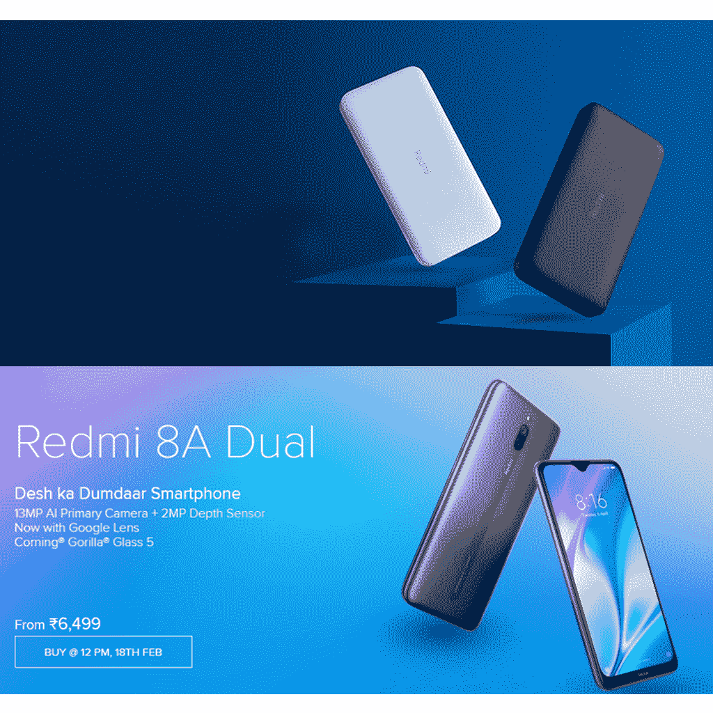 Redmi Launched his New Smartphone Redmi 8A Dual & Power Bank.