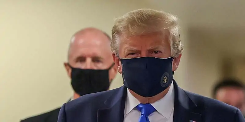US President Trump first time wear mask during pandemic - Covid-19
