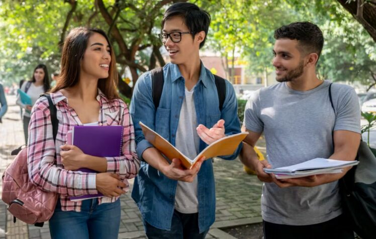 students traveling to campus