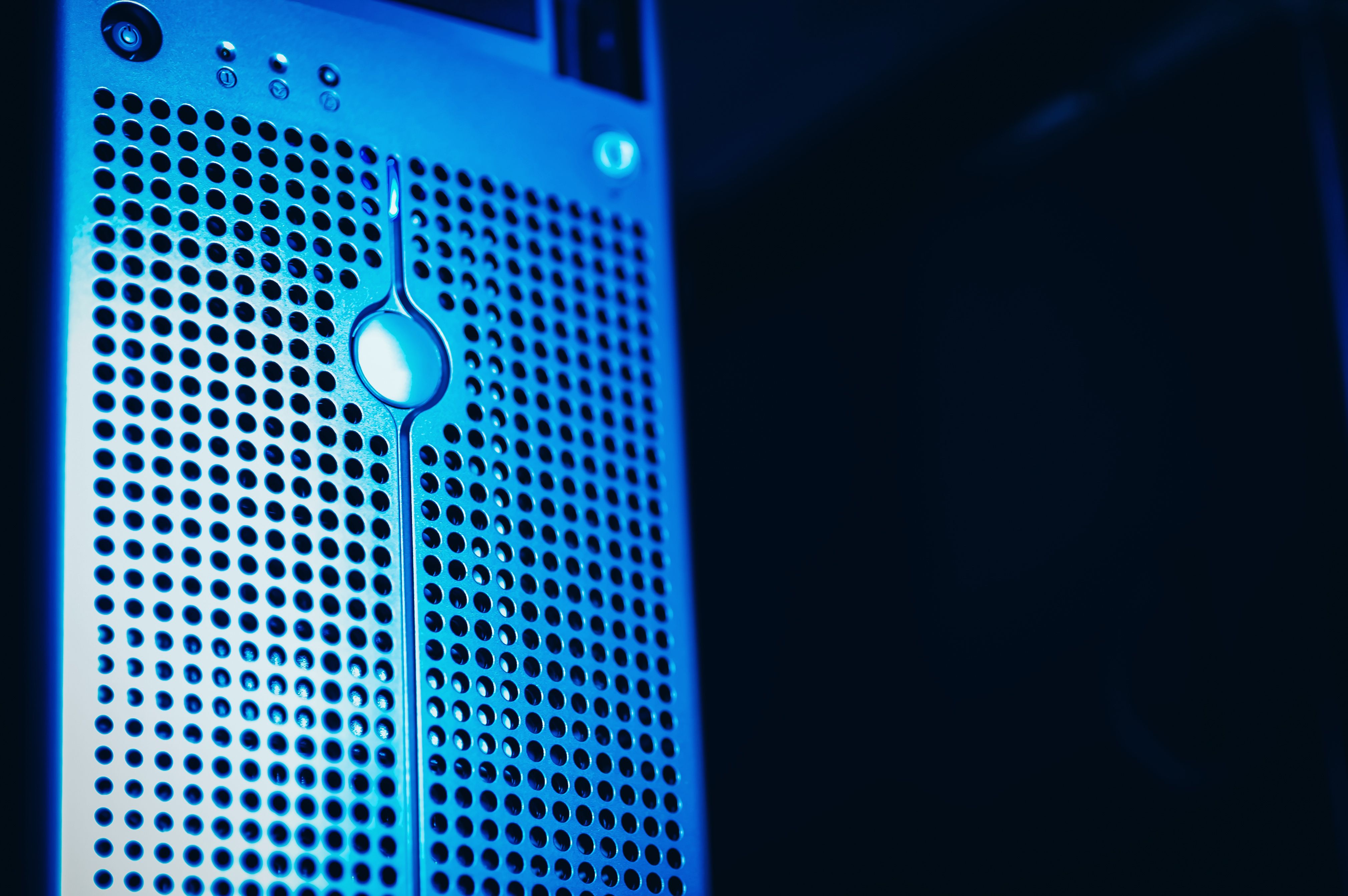 Blue-lit server rack representing exposed infrastructure and unknown CVE risk